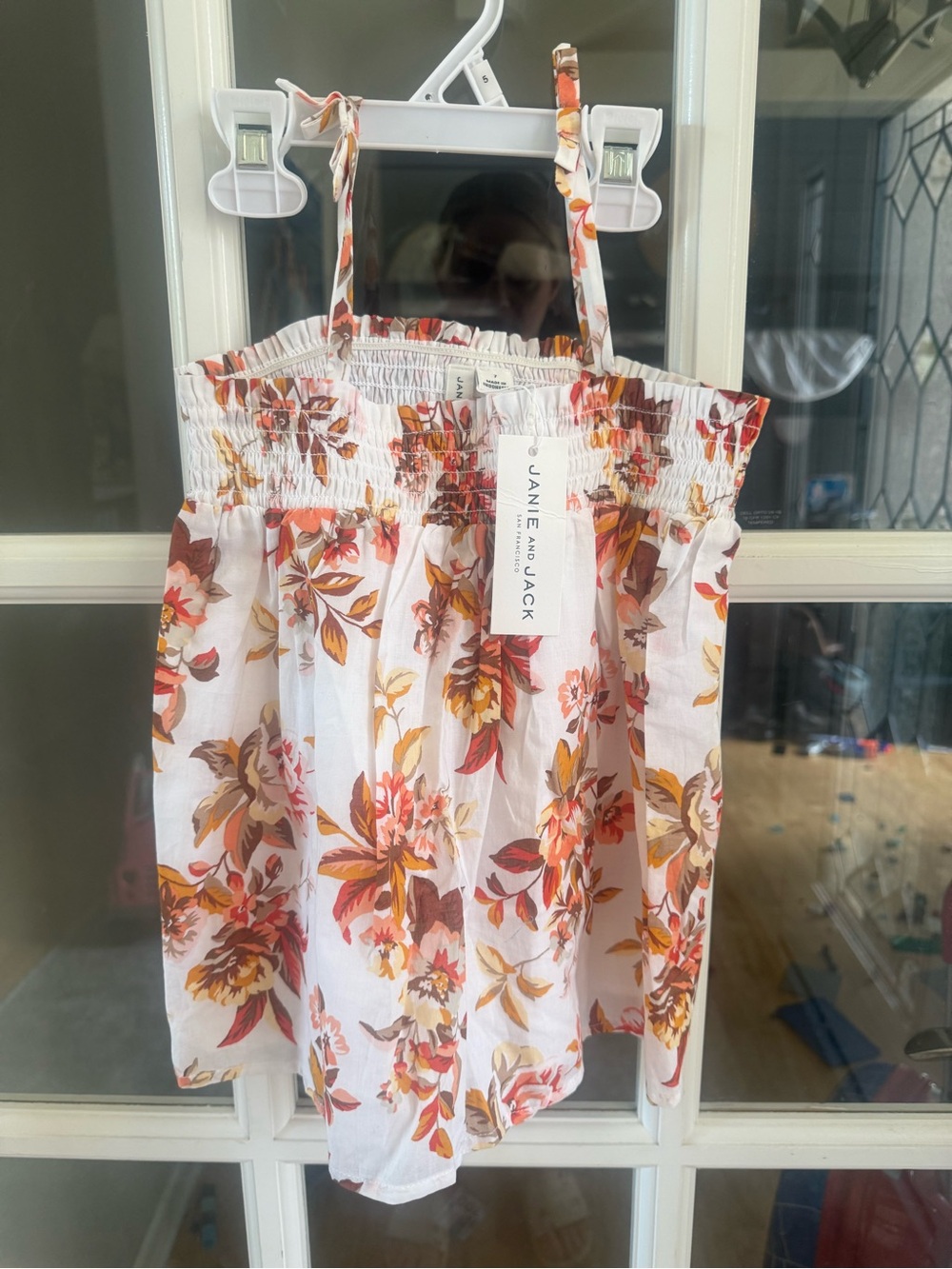 Janie and Jack White Floral Sundress with Pink, Orange and Brown Accents